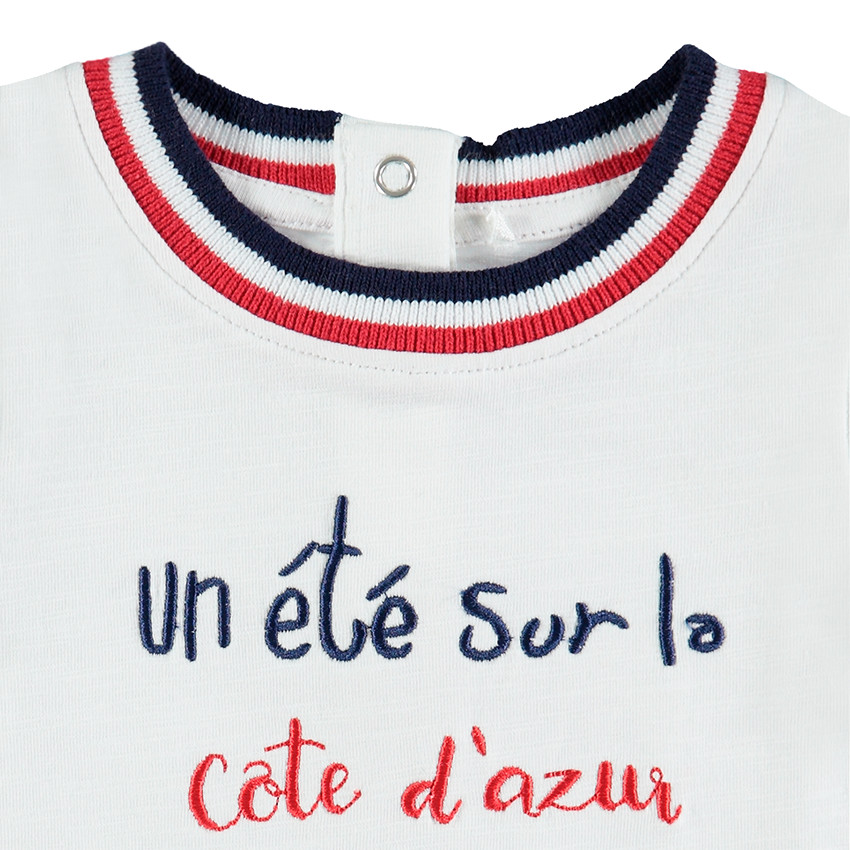 Body de manga corta con mensaje bordado en la parte delantera 