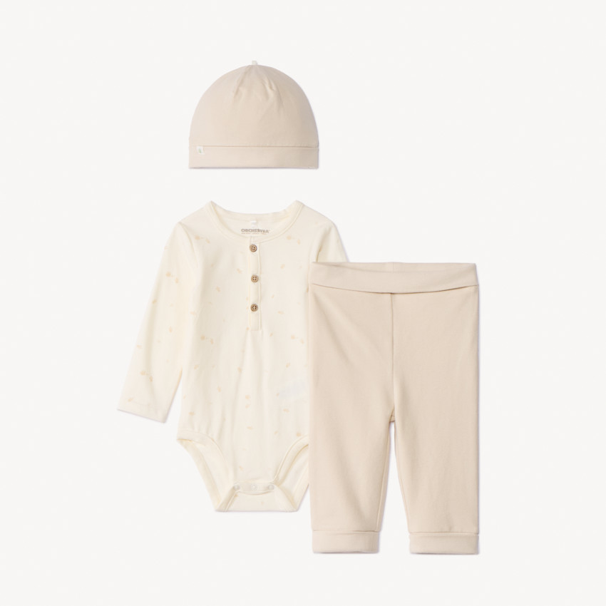 Conjunto de 3 piezas gorro, body y pantalón para bebé niño 