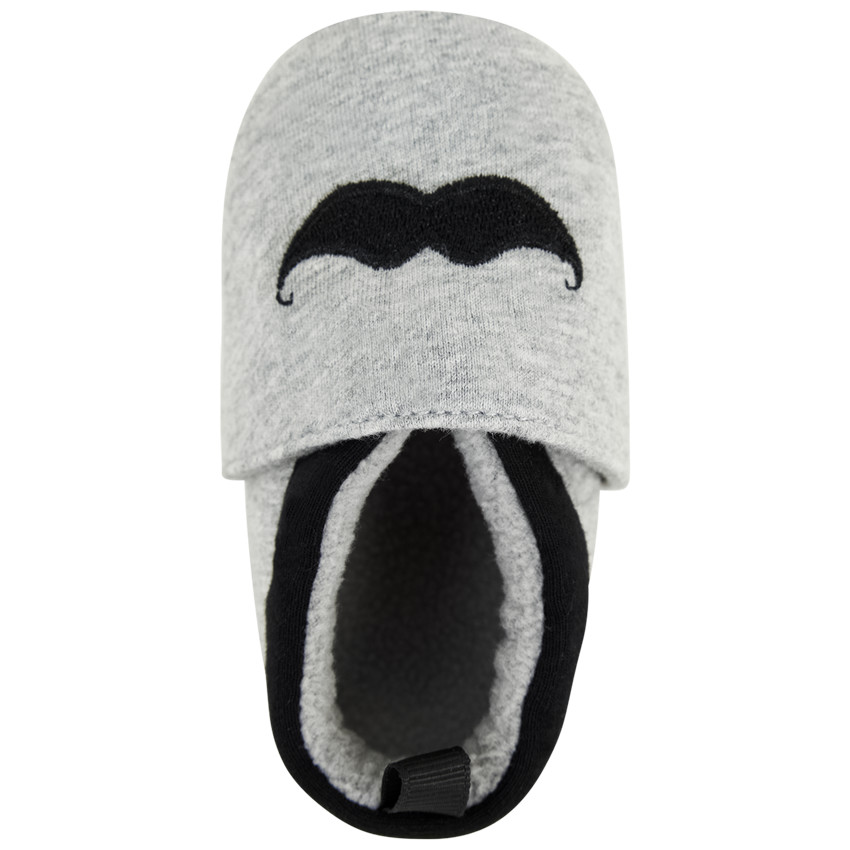 Pantuflas suaves con bordado de bigote para bebé niño 