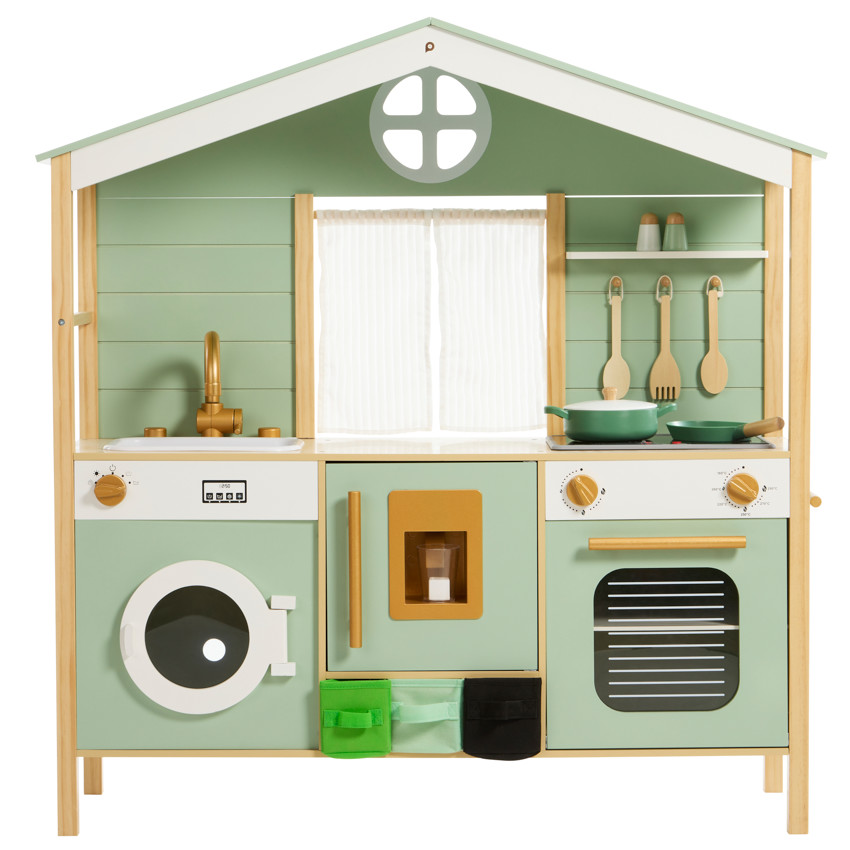 Cocina completa con accesorios de madera 