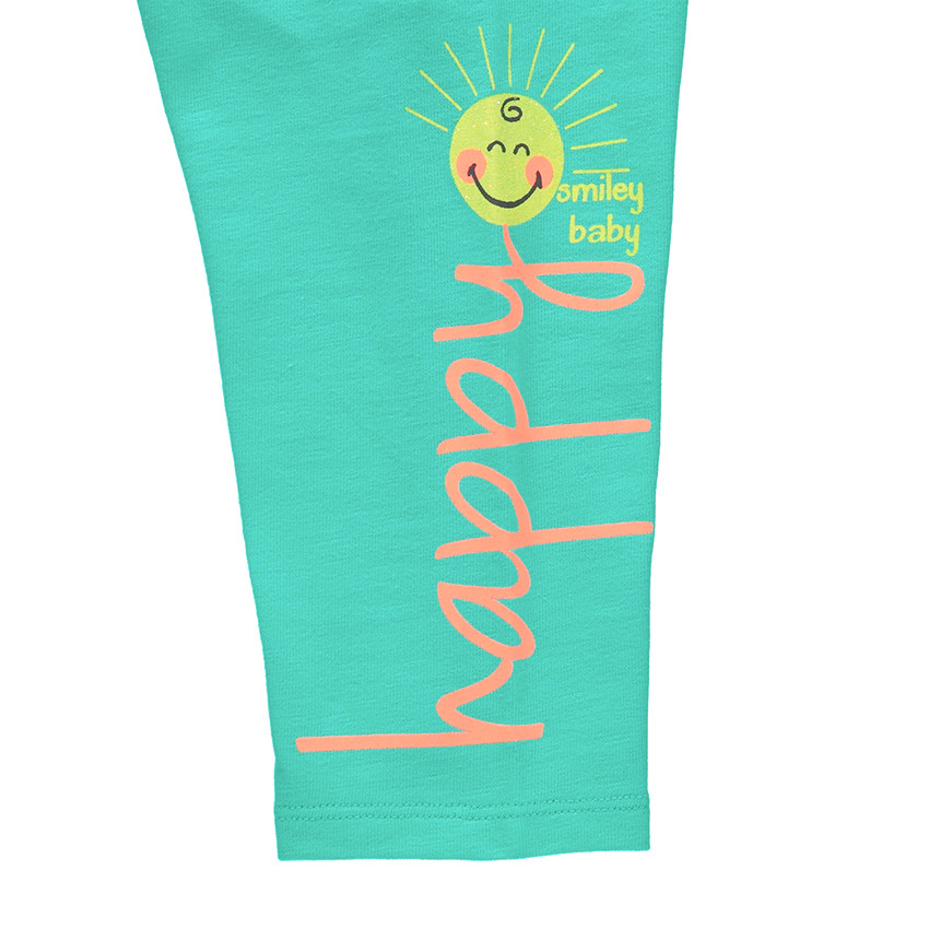 Conjunto de túnica de rayas y leggings cortos con dibujos de ©Smiley 