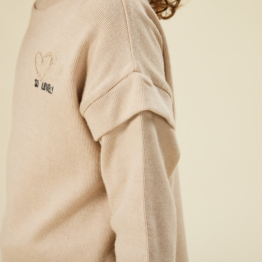 Conjunto de jogging de 2 piezas con efecto acanalado para niña 