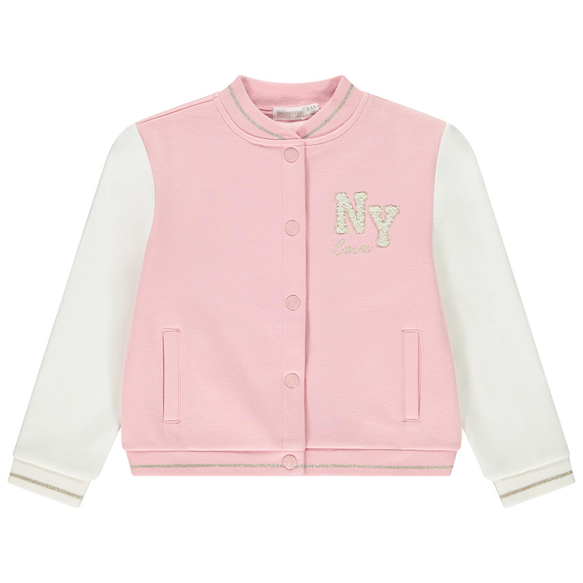 Chaqueta teddy de felpa sherpa con parche NY para niña 