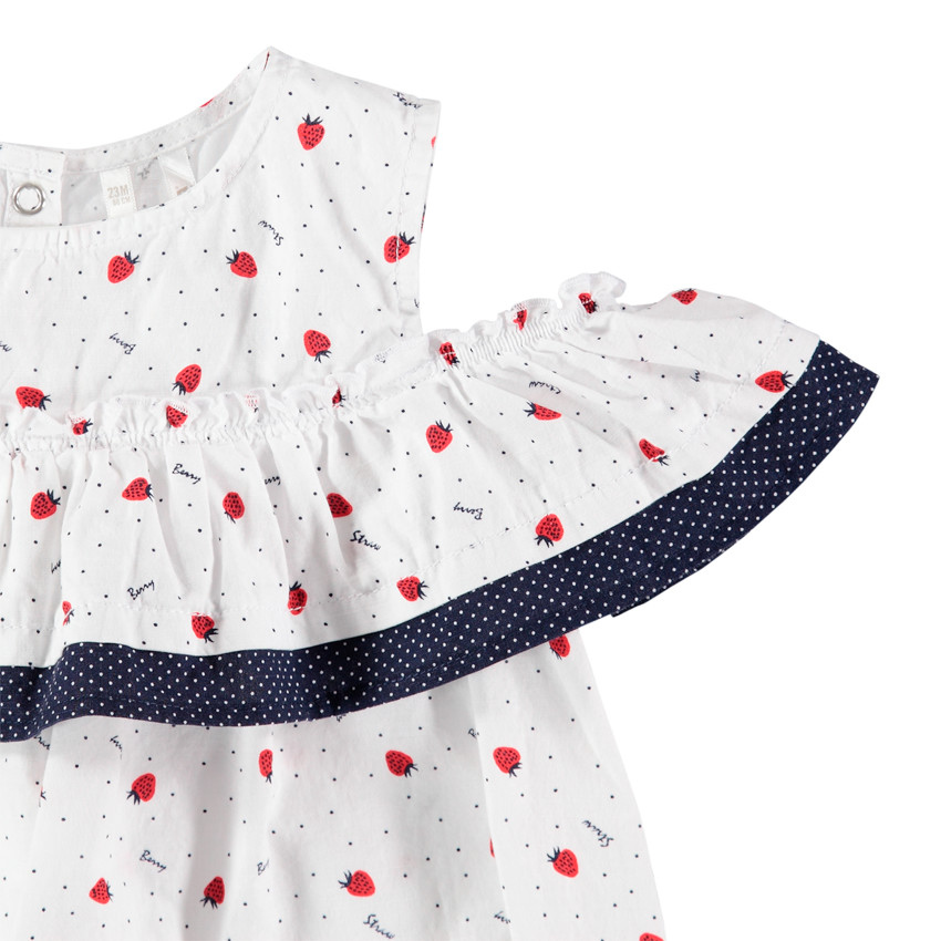 Túnica sin mangas con volante y fresas all over 