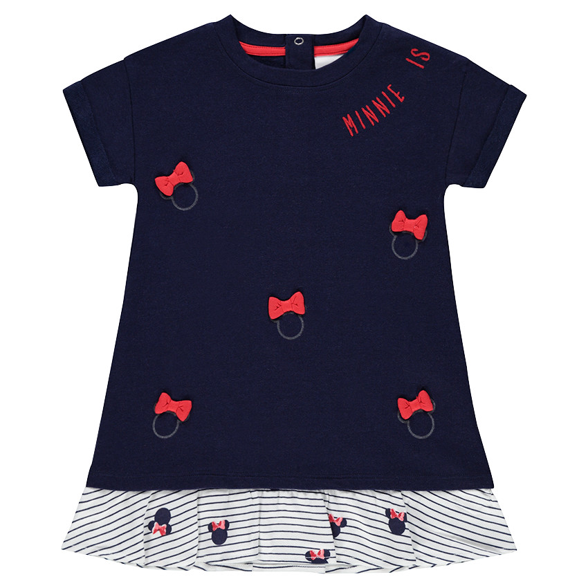 Vestido de manga corta con efecto 2 en 1 de estilo marinero con estampados Minnie ©Disney 