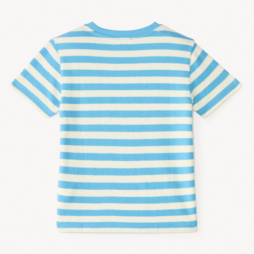 Camiseta de rayas de felpa de manga corta para niño 