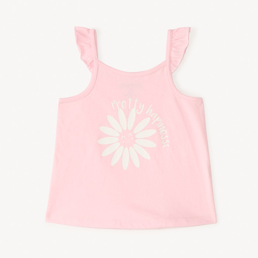 Camiseta de tirantes de punto liso con estampado para bebé niña 