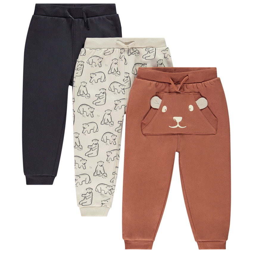 Pack de 3 joggings de felpa con estampado para bebé niño 