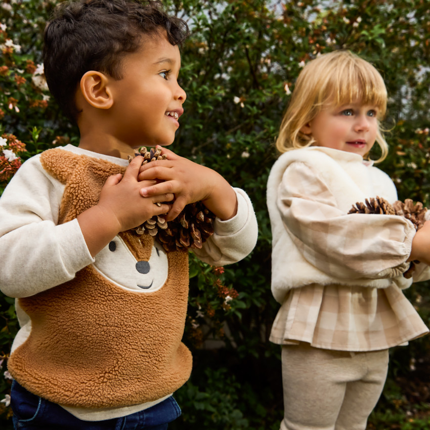Sudadera divertida de dos materiales para bebé niño 