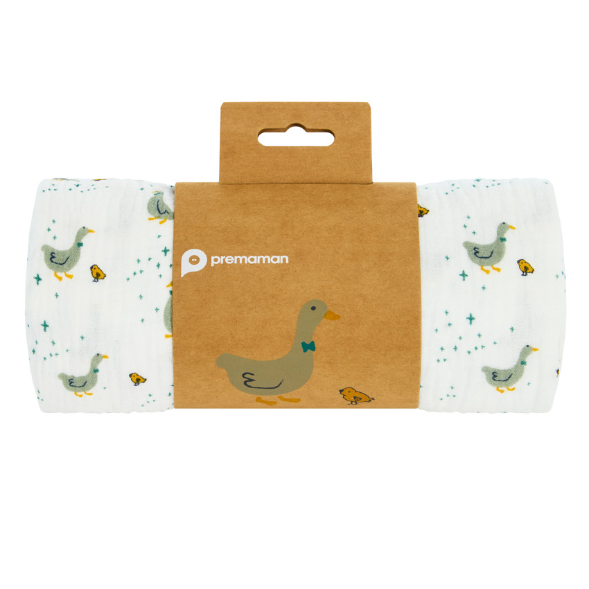 Muselina estampada gansos 100 x 100 cm 