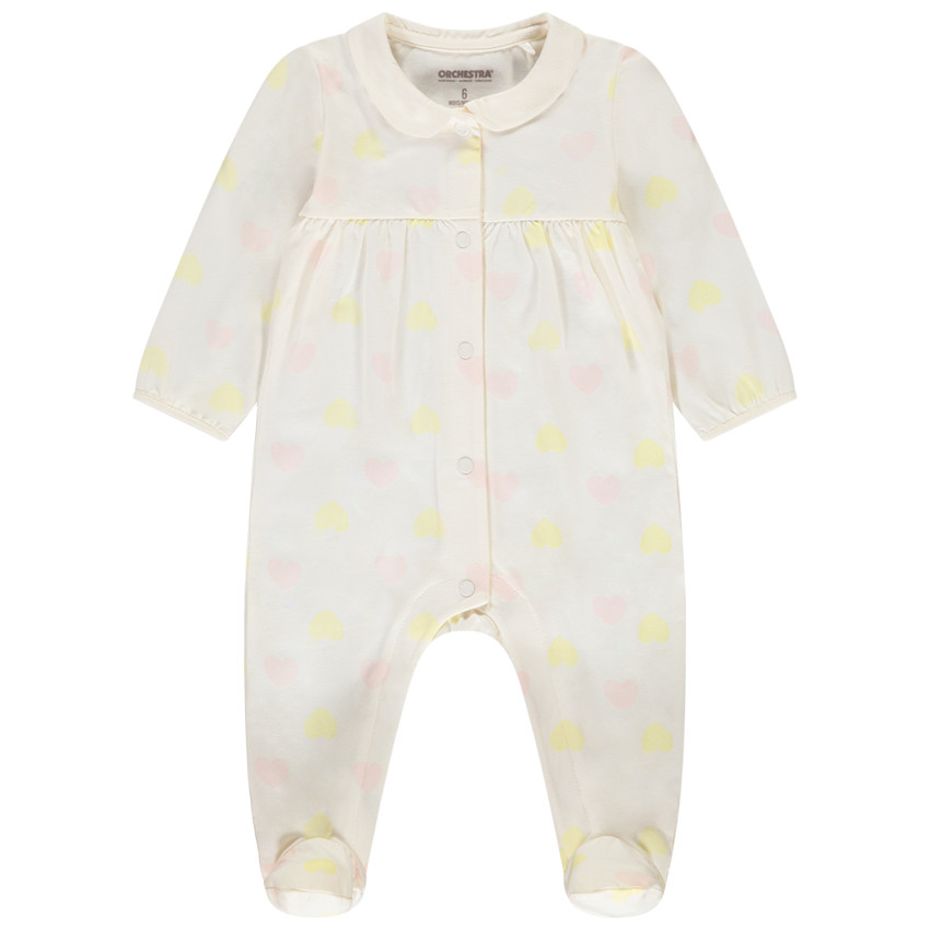 Pelele imprimido corazones con cuello babero para bebé niña 