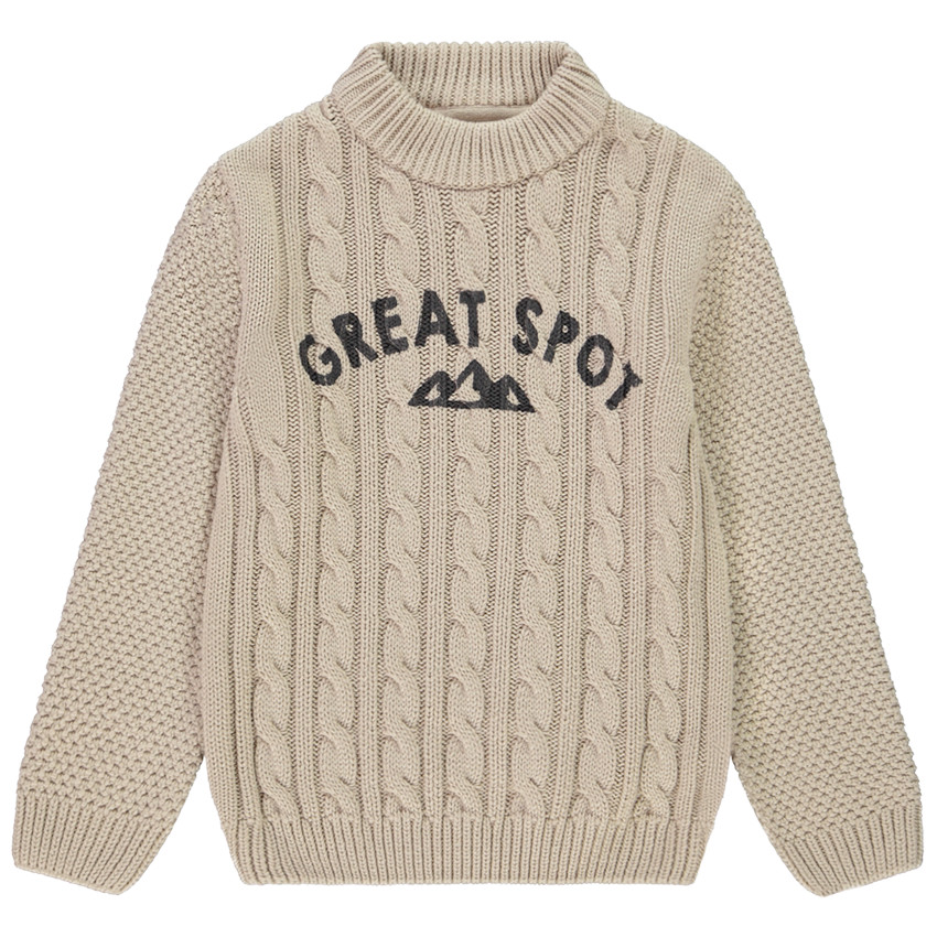 Suéter de niño de manga larga en punto trenzado con diseño original 