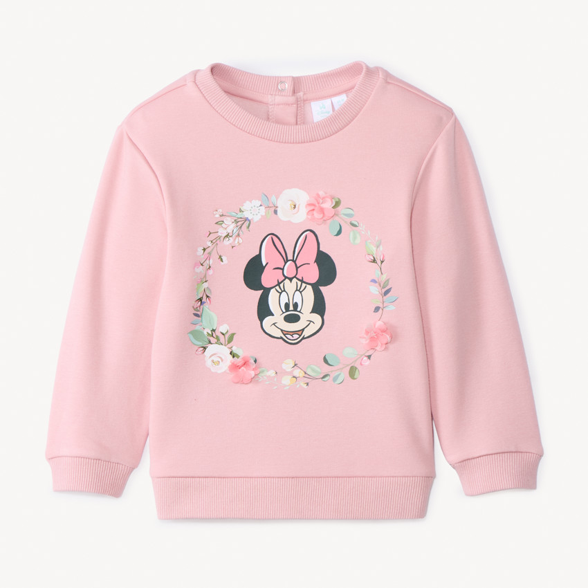 Sweat molleton Minnie Disney à fleurs 3D pour bébé fille 
