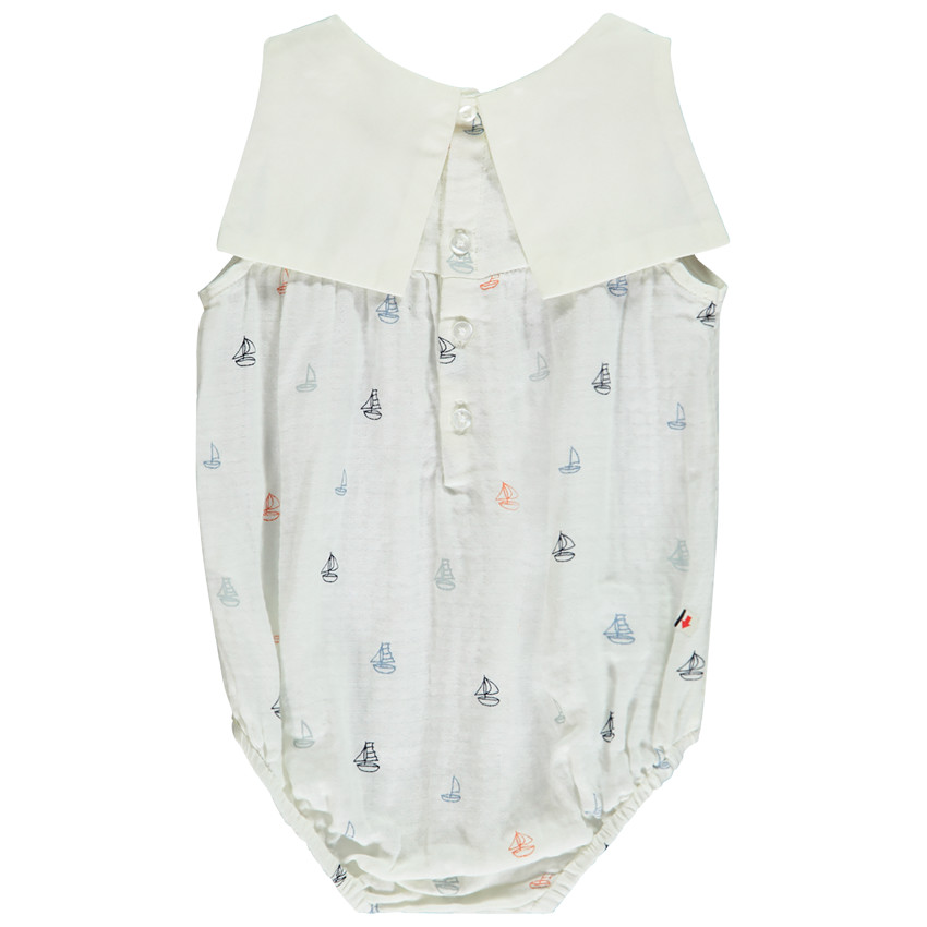 Ranita con cuello marinero estampado de veleros para bebé niño 
