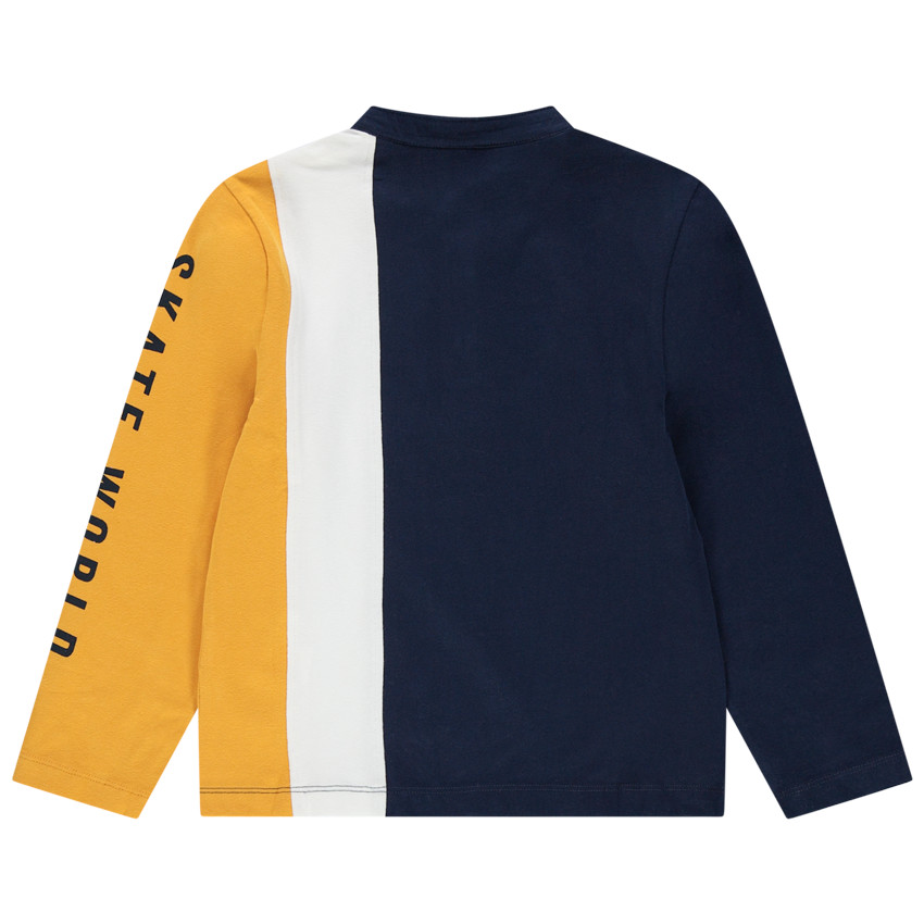 Polo de manga larga de punto con cuello mao y bandas que contrastan 