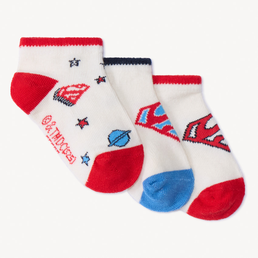 Pack de 3 pares de calcetines cortos Superman Warner para bebé niño 