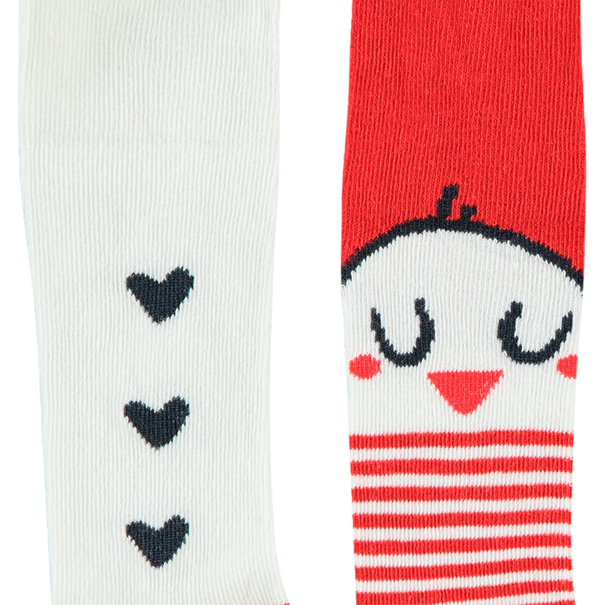 Pack de 2 medias gruesas para bebé niña con estampado de pájaros y corazones 