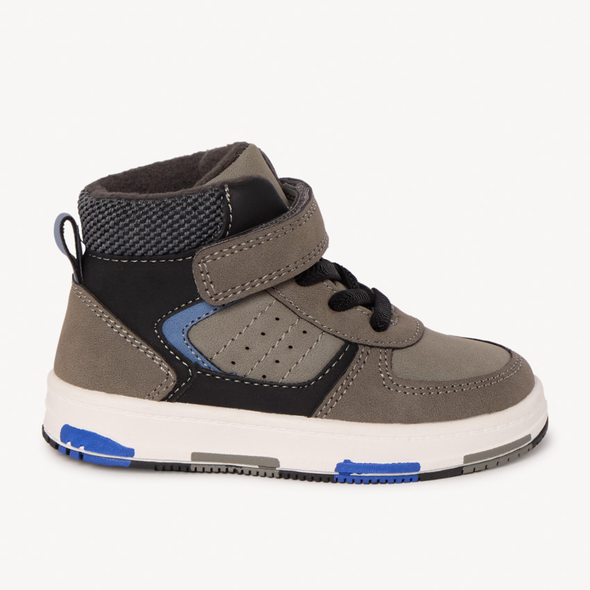 Botines topo con cuello de terciopelo, cordones y cierres de velcro para bebé niño 