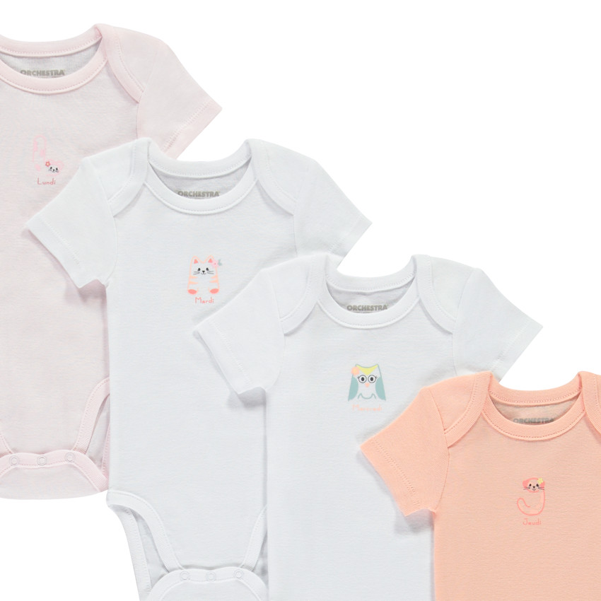 Pack de 7 bodies manga corta para bebé niña 