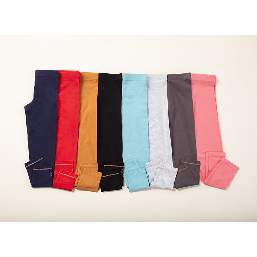 Pack de 2 leggings unis con pespuntes para niñas 