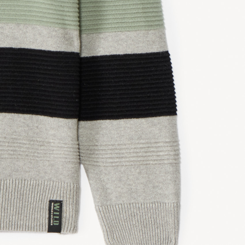 Jersey de punto a rayas con cuello chal para niño 