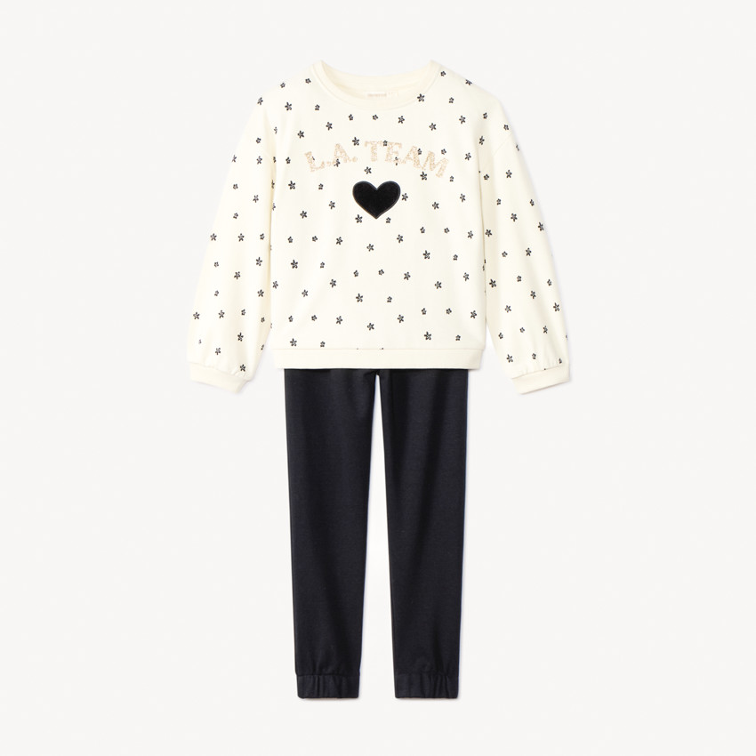 Conjunto chándal felpa con sudadera estampada para niña 