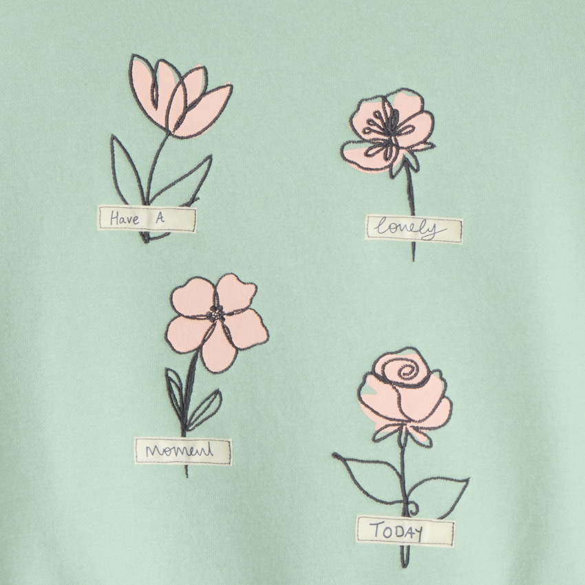 Sudadera de felpa con estampado floral para niña 