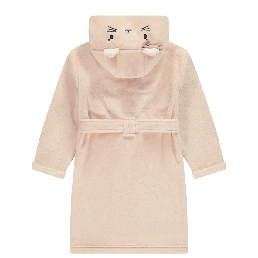 Bata de baño divertida de sherpa con diseño de gato para niña 
