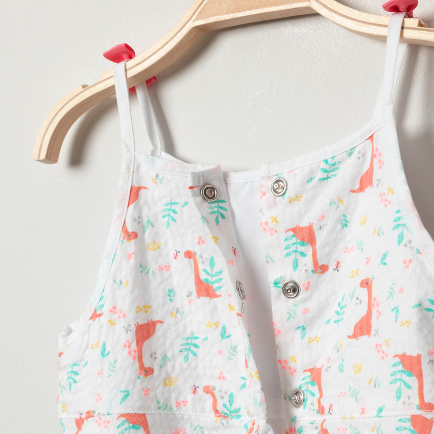 Vestido de tirantes finos con estampado de dinosaurios "all-over" 