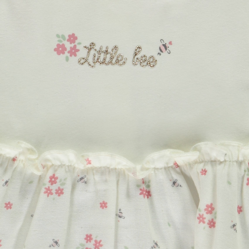 Vestido bicolor efecto 2 en 1 con estampado floral para bebé niña 