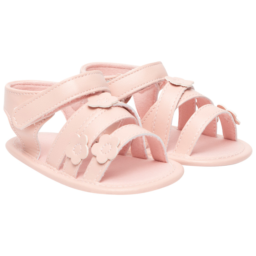 Sandalias velcro con parche de flores niña bebé 