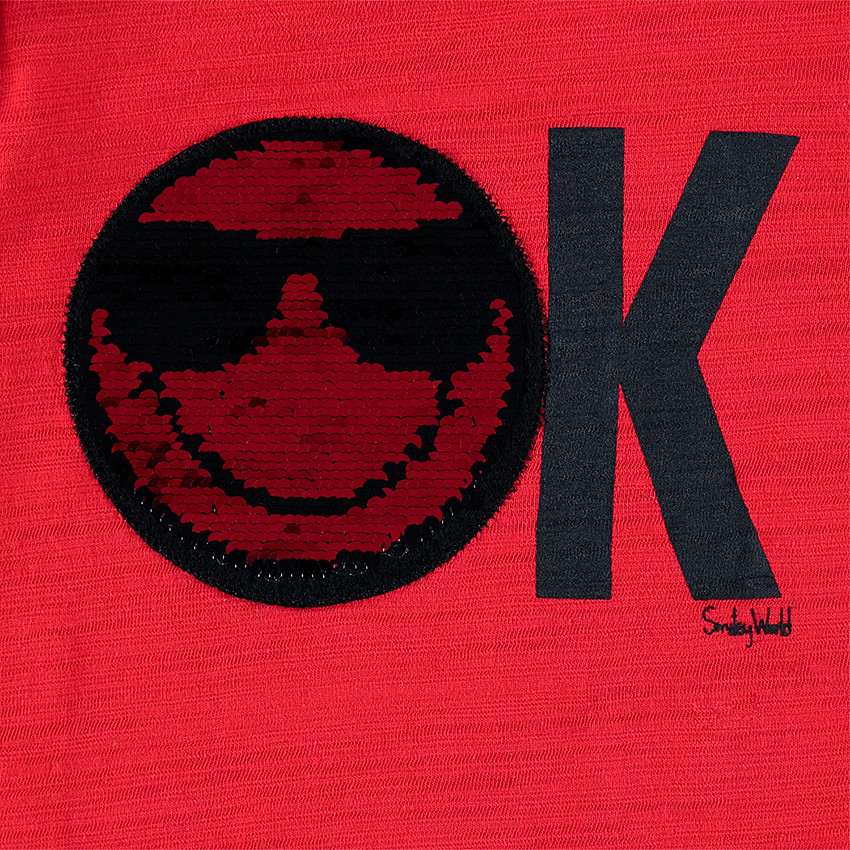 Camiseta de manga larga de punto con ©Smiley de lentejuelas mágicas 