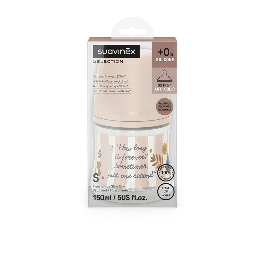 Biberón con tetina fisiológica SX PRO S 150ml Wonderland rayas rosa 