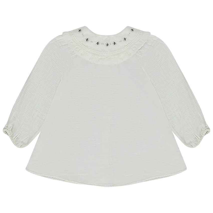 Túnica de manga larga con cuello claudine para bebé niña 