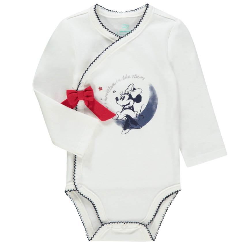 Body manches longues print Minnie Disney et noeud rouge 