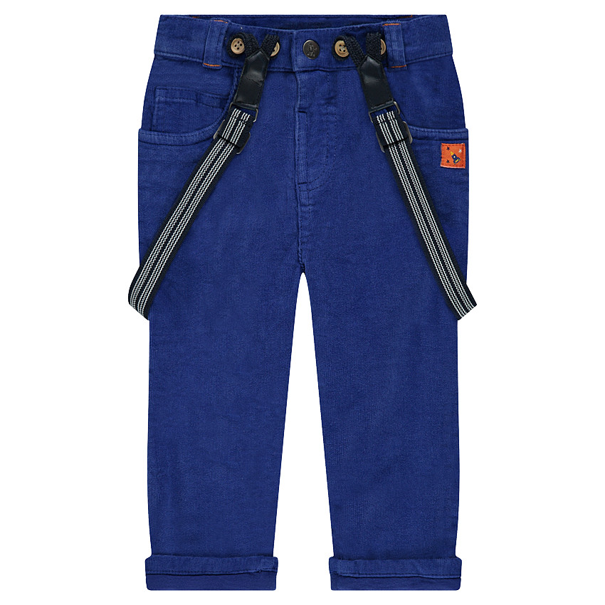 Pantalón de terciopelo azul con tirantes desmontables 
