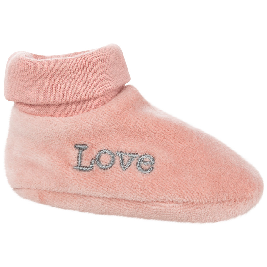 Patucos de terciopelo rosa con bordado  Additional Patucos de terciopelo rosa con bordado