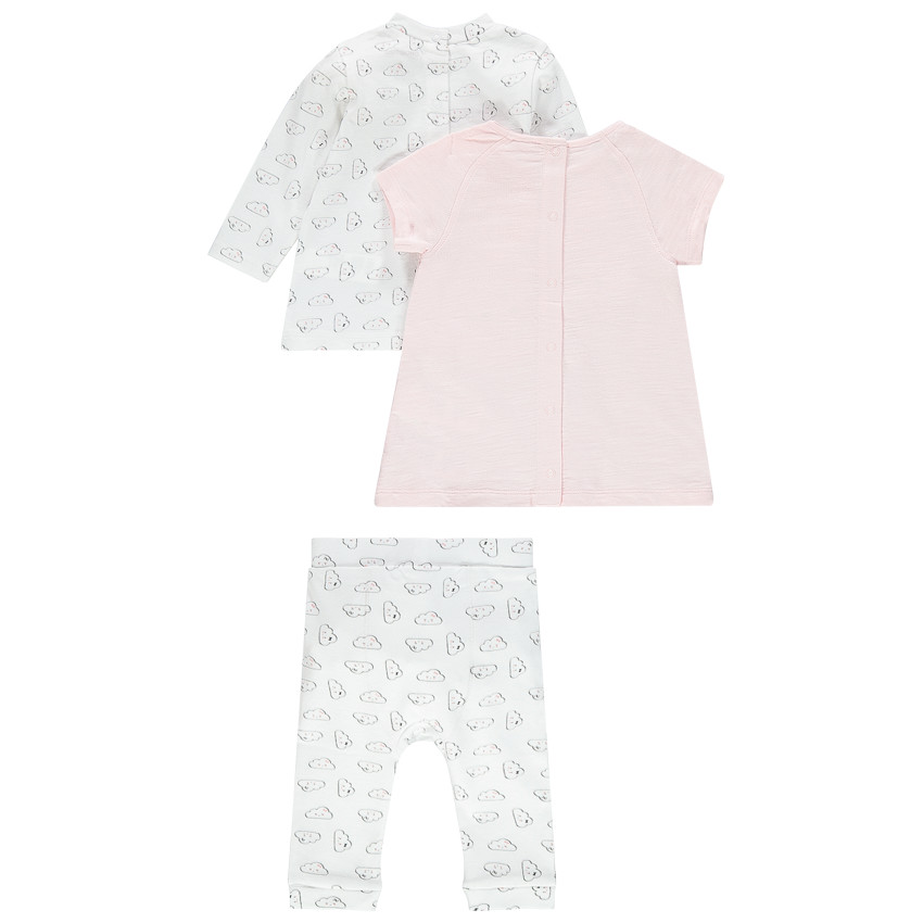 Conjunto de 3 piezas con camiseta interior, vestido de manga corta y leggings 