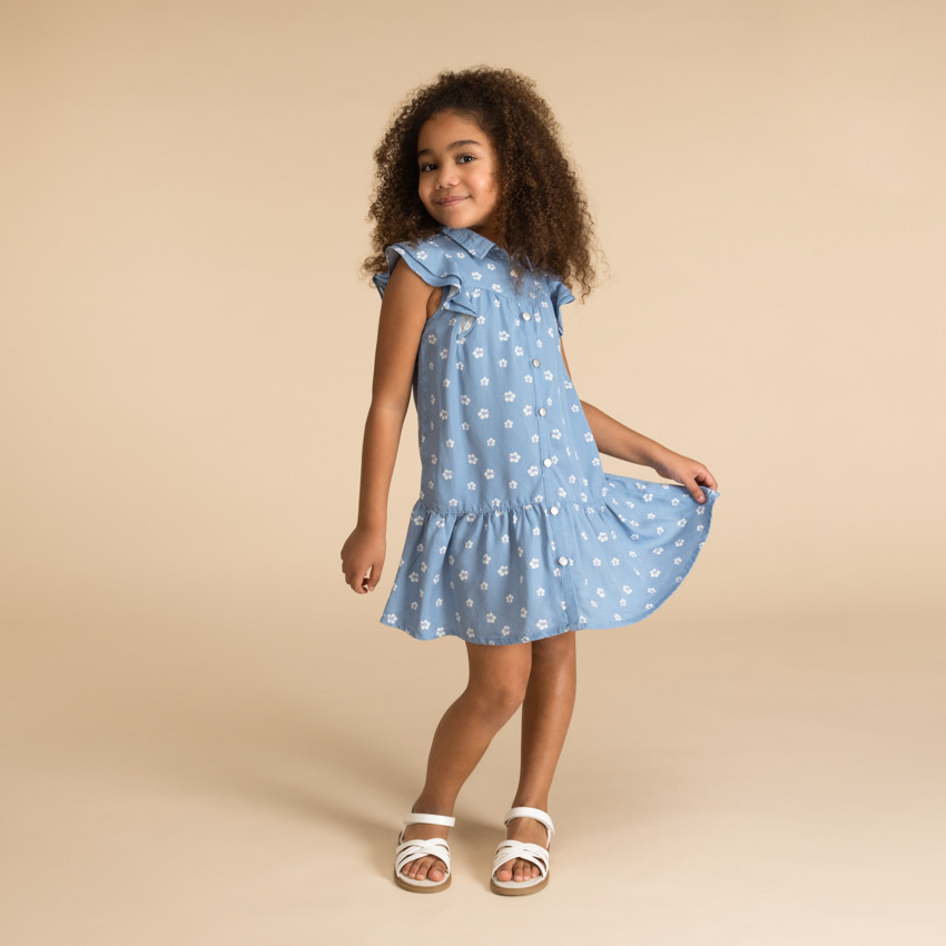 Vestido de manga corta con estampado floral para niña  Additional Vestido de manga corta con estampado floral para niña