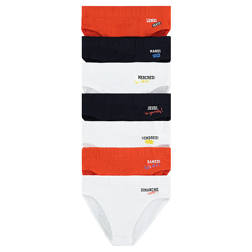 Juego de 7 slips de algodón con el día de la semana estampado 