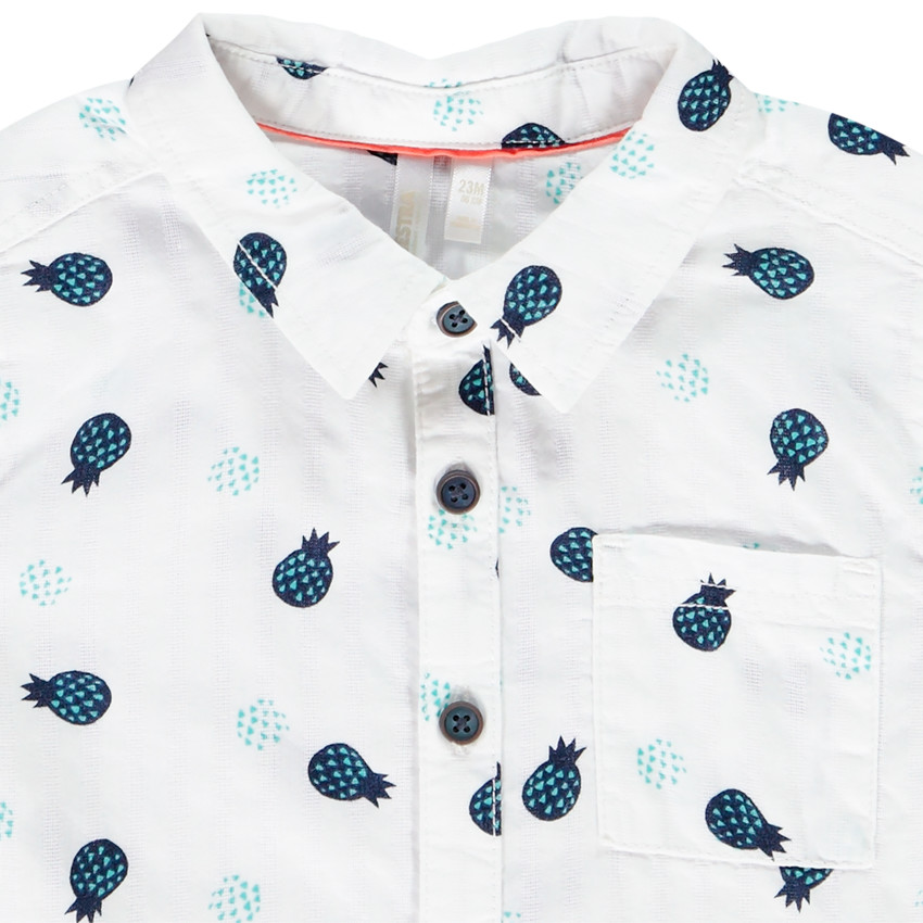 Ensemble chemise imprimé ananas + salopette courte pour bébé garçon 