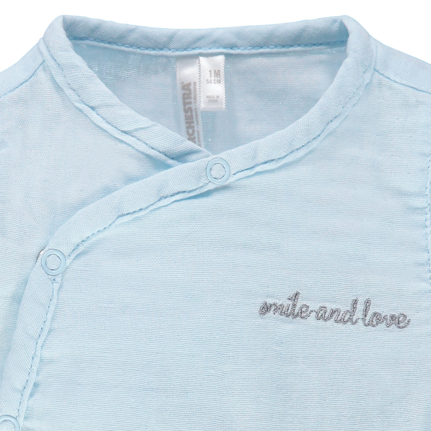 Body de manga corta dealgodón con inscripción bordada 