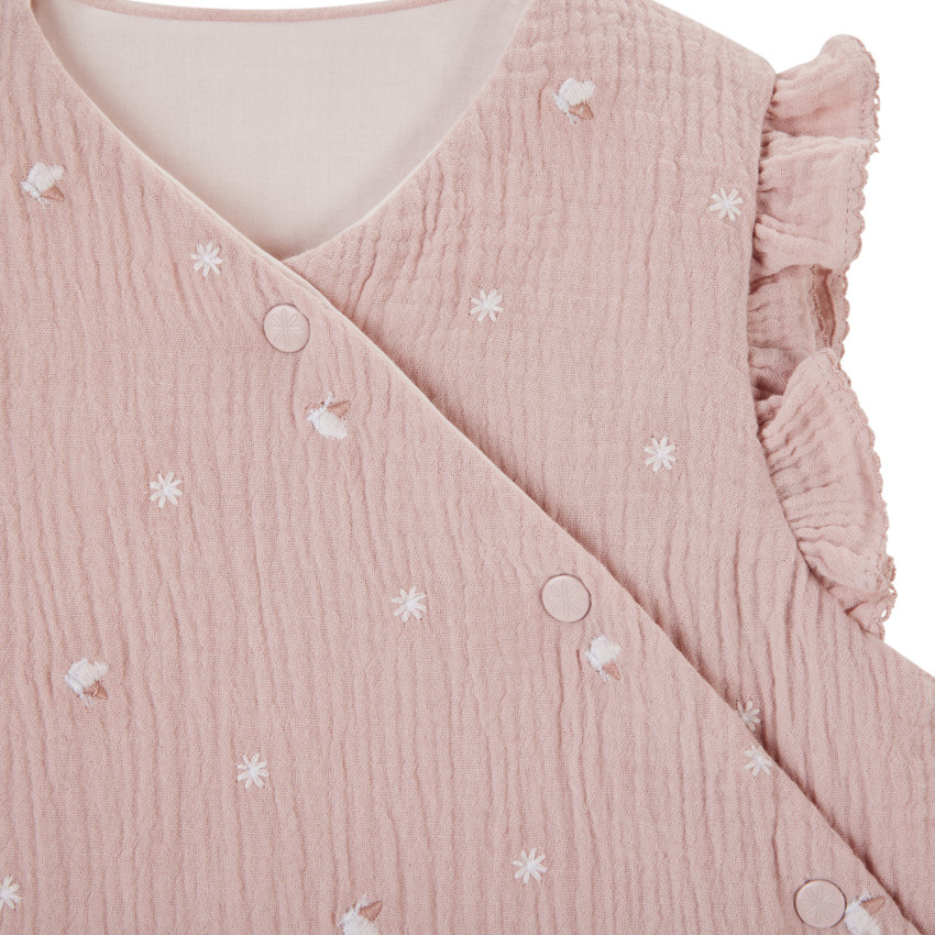 Gigoteuse brodée en double gaze TOG 2 Promenade Bucolique rose 