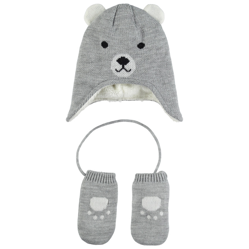 Conjunto de fantasía con gorro y manoplas de punto con forro 