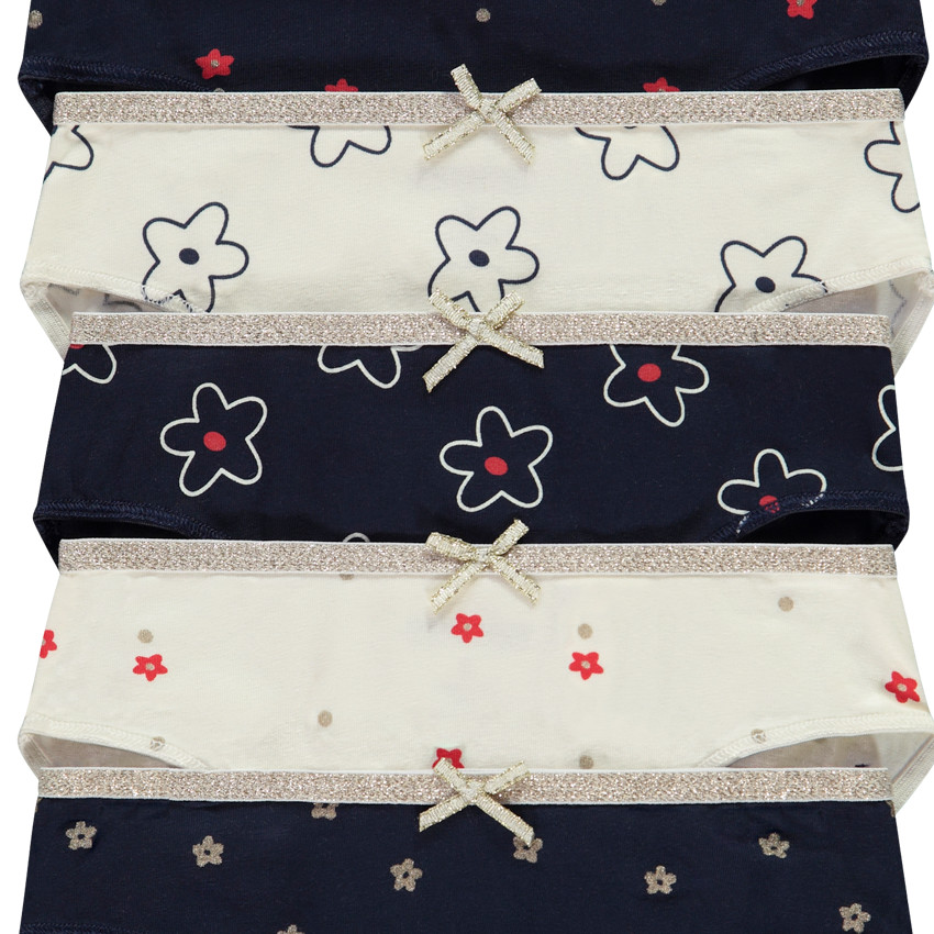 Pack de 5 braguitas con estampado floral para niña 