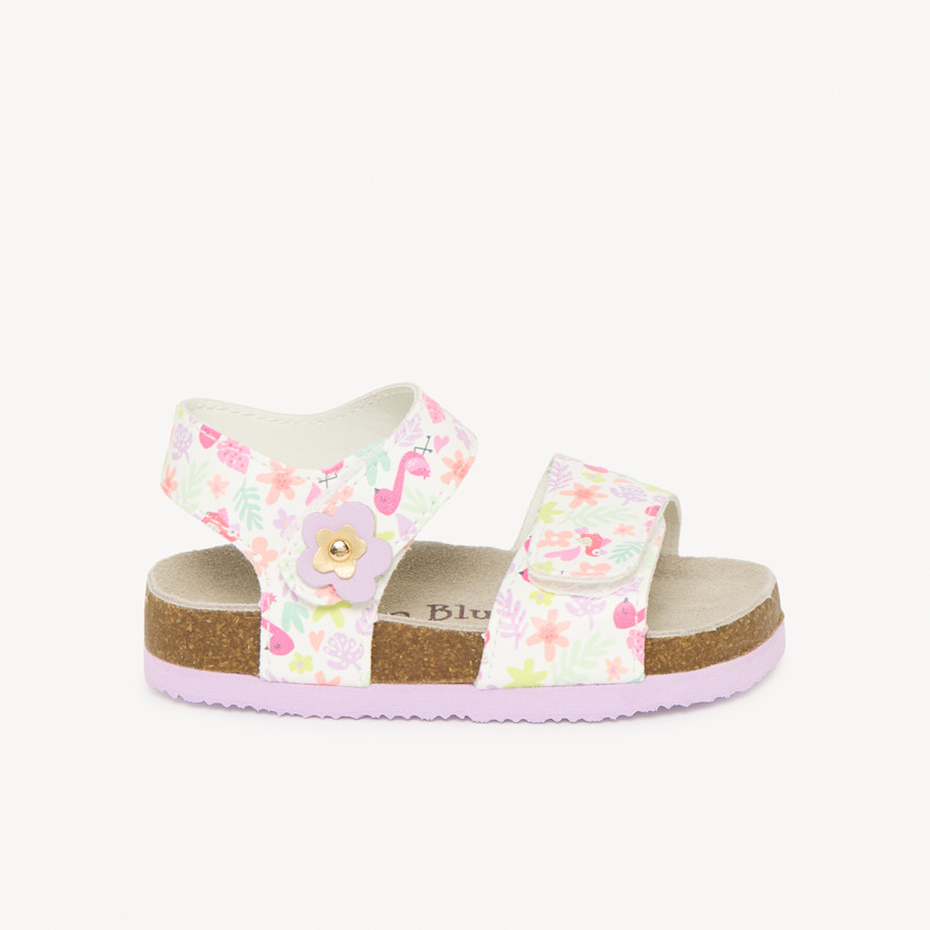 Sandalias de doble velcro con estampado floral para bebé niña 