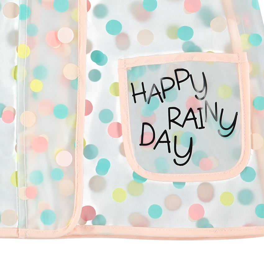 Cortavientos con capucha transparente con lunares all over y mensaje estampado  Additional Cortavientos con capucha transparente con lunares all over y mensaje estampado