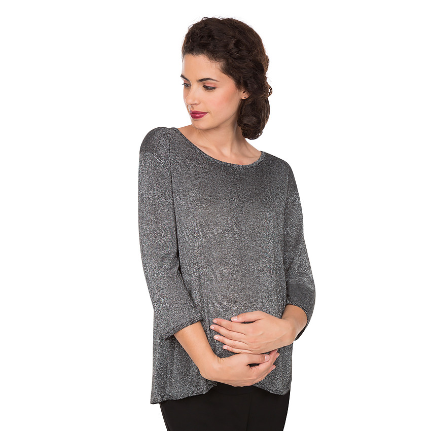 Jersey de premamá de lúrex con espalda cruzada 