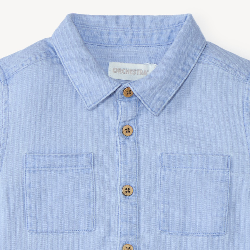 Camisa de manga corta de tela texturizada para niño 