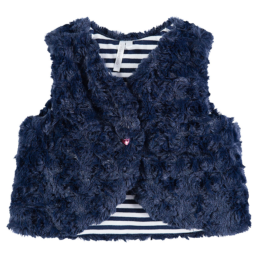 Chaleco de borreguillo con forro de rayas de punto 